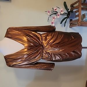 Harper Wren Bronze Wrap Party Dress - Small